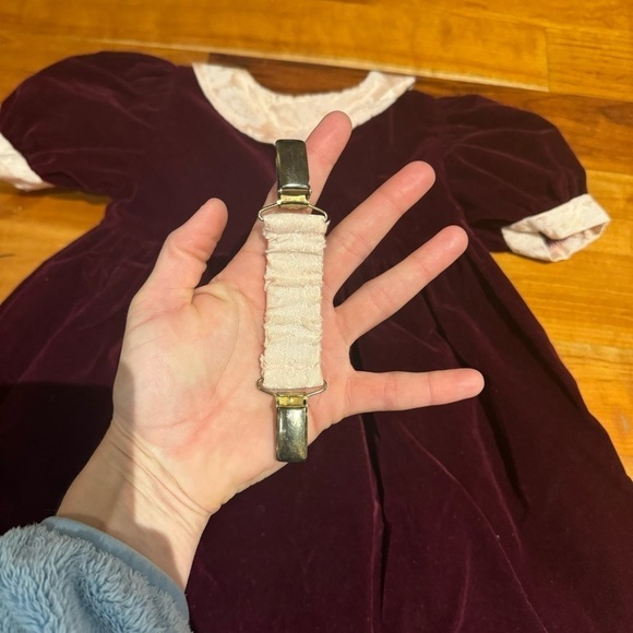 Christmas Dress Jo Lene Burgundy Red Velour with Lace Trim 3T Formal baby infant - Picture 7 of 11